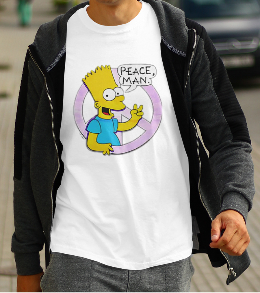 Bart Simpson Peace Man Vintage Iconic Character T-Shirt