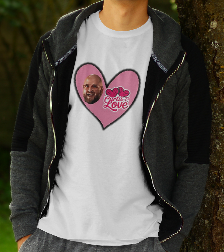Curtis T Love Heart With Curtis Love Face And Pink Heart T-Shirt