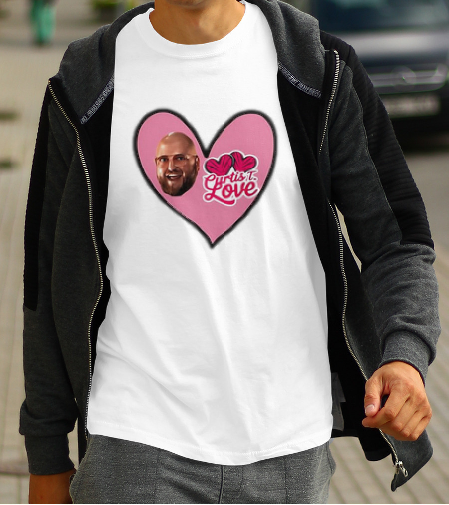 Curtis T Love Heart With Curtis Love Face And Pink Heart T-Shirt