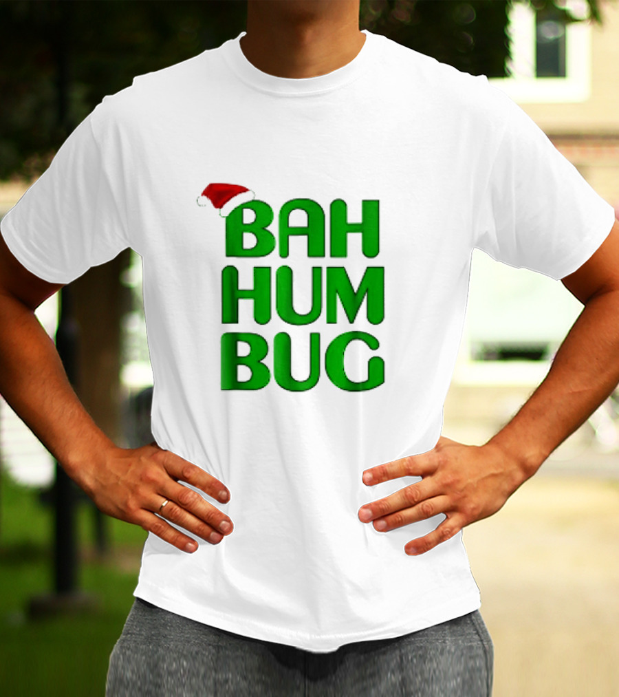 Bah Hum Bug Christmas Text With Santa Hat T-Shirt