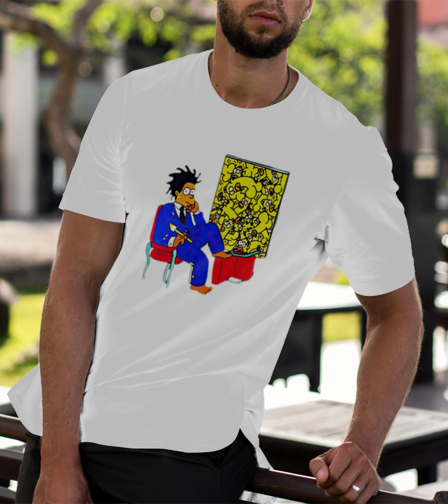 The Simpsons Jay-Z Cartoon Style Art With Basquiat Sitting On Red Chair T-Shirt