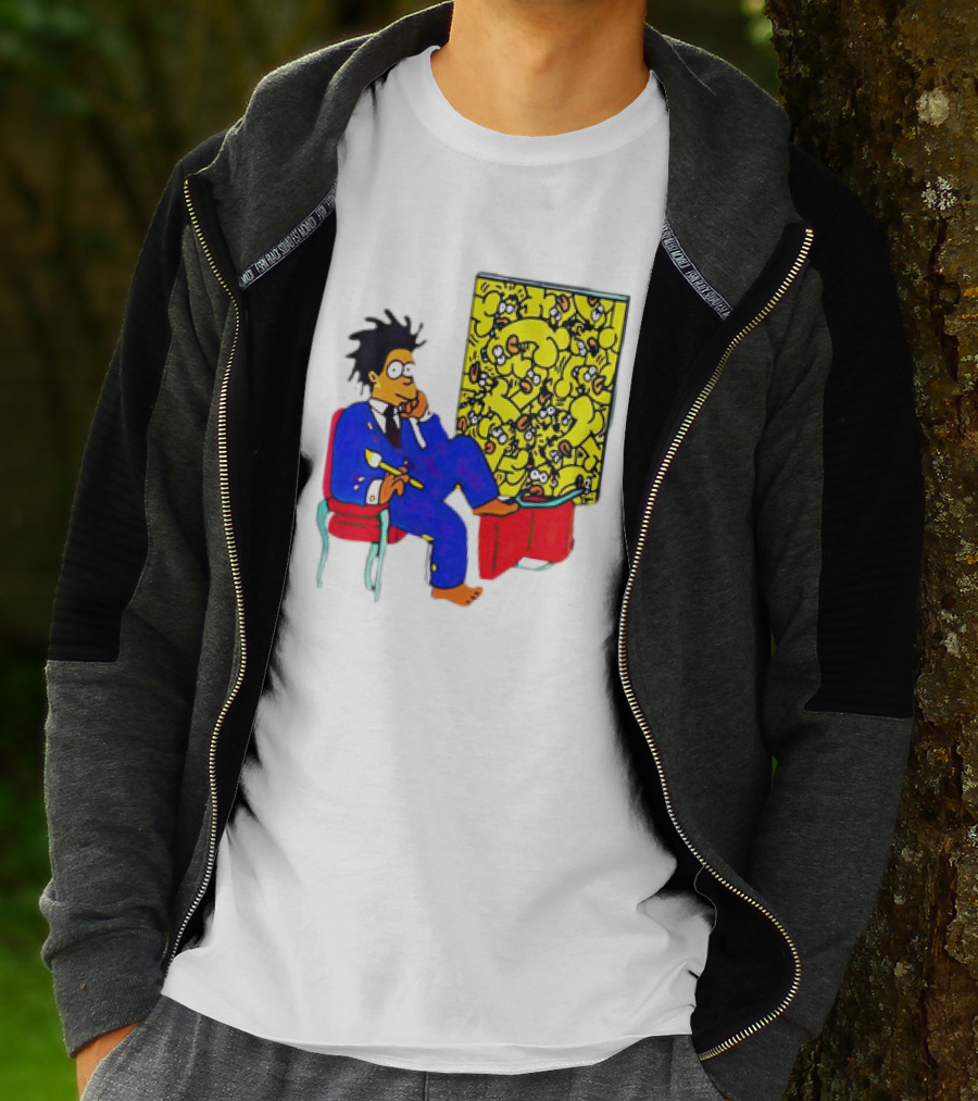 The Simpsons Jay-Z Cartoon Style Art With Basquiat Sitting On Red Chair T-Shirt