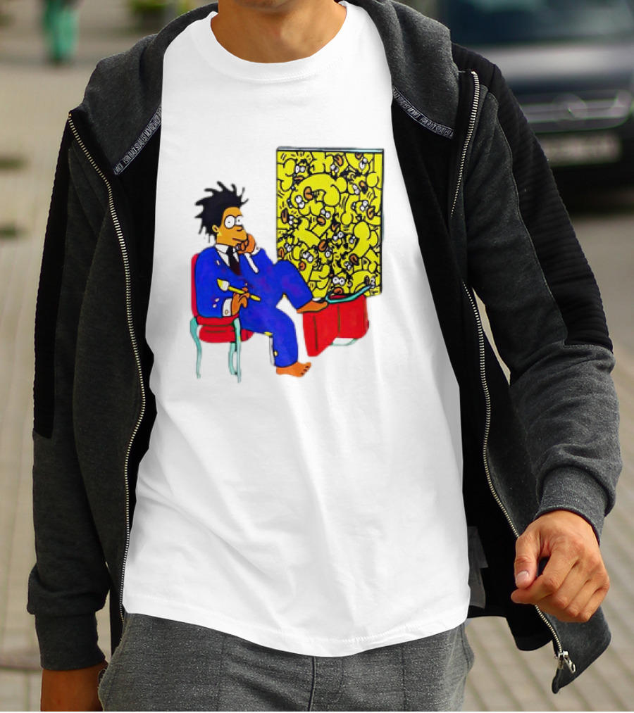 The Simpsons Jay-Z Cartoon Style Art With Basquiat Sitting On Red Chair T-Shirt