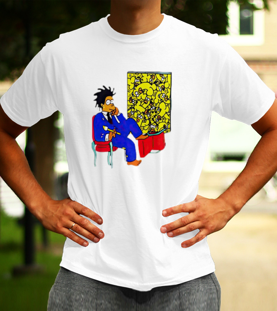 The Simpsons Jay-Z Cartoon Style Art With Basquiat Sitting On Red Chair T-Shirt