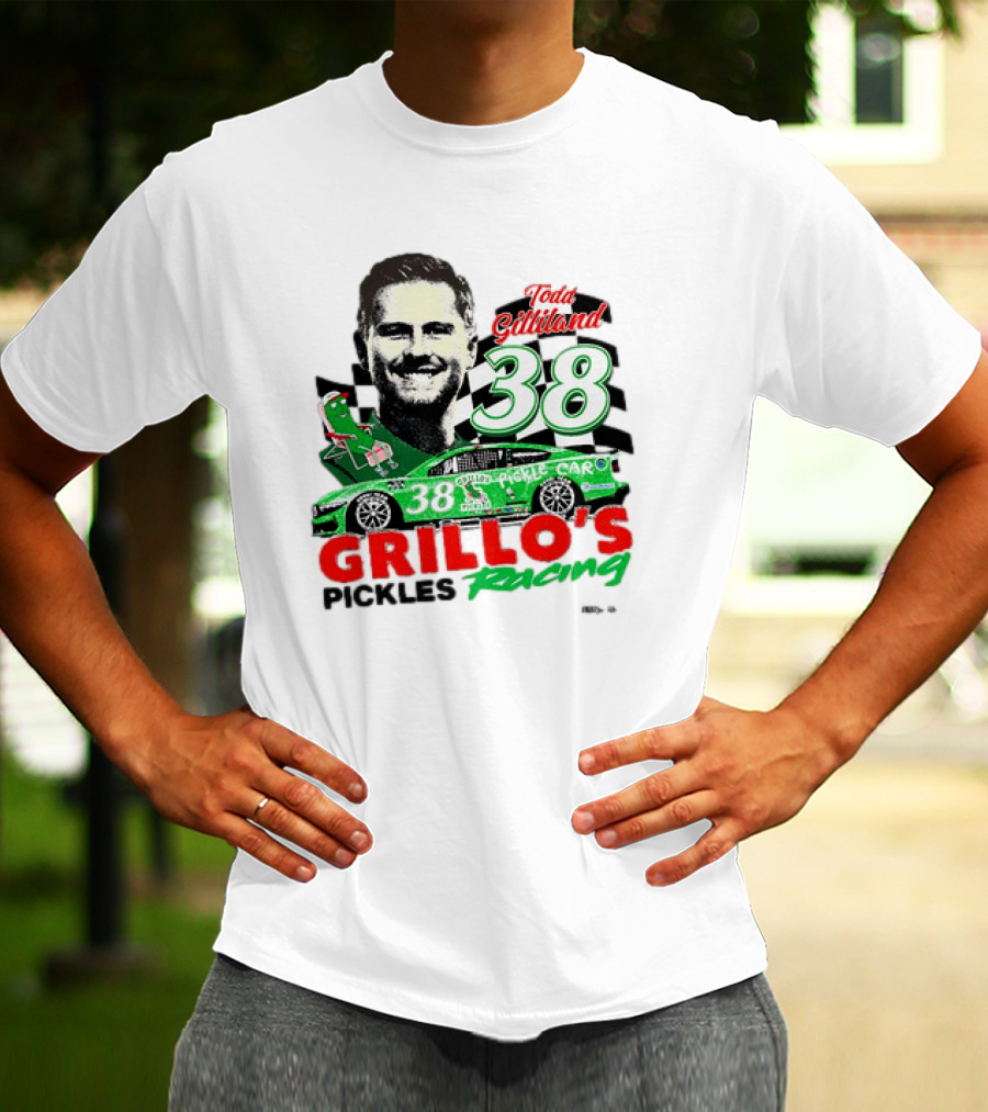 Todd Gilliland 38 Grillo's Pickles Racing Car Checkered Flag Sports T-Shirt