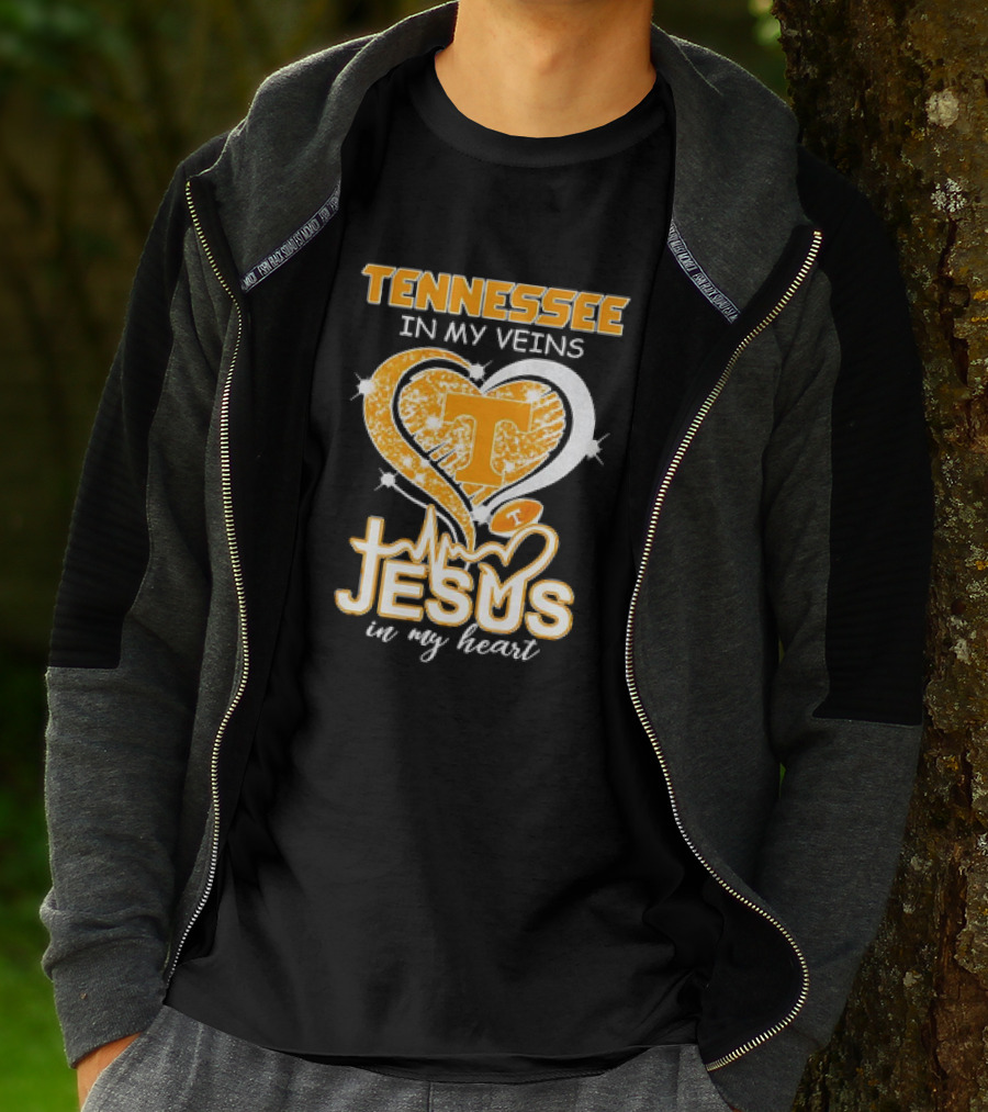 Tennessee In My Veins T Jesus In My Heart Vols Football T-Shirt