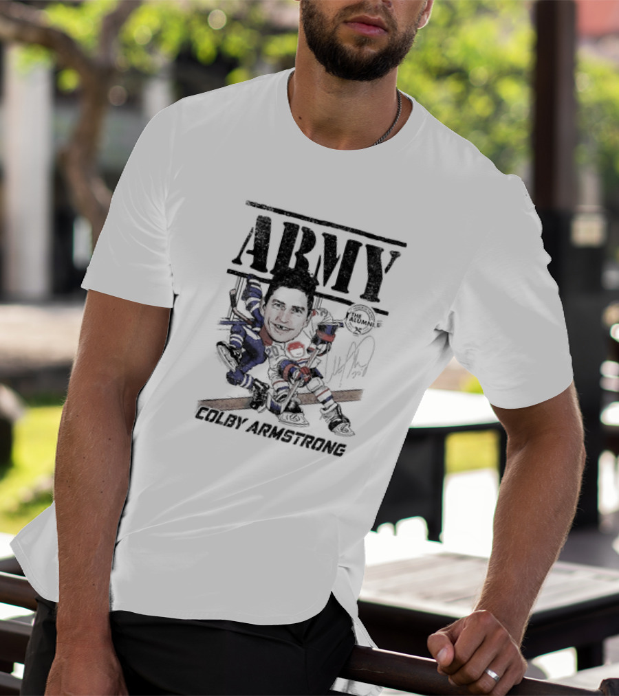 ARMY Colby Armstrong Hockey Caricature The Alumni Signature T-Shirt