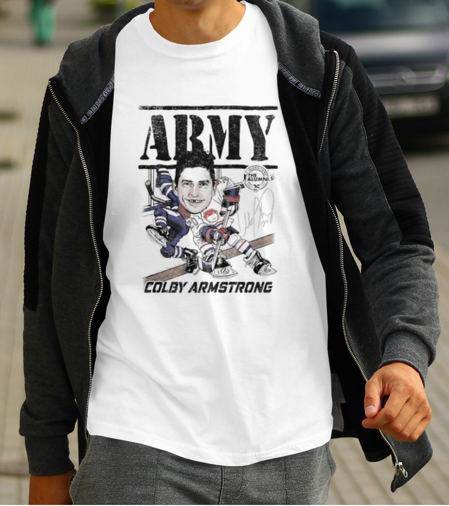 ARMY Colby Armstrong Hockey Caricature The Alumni Signature T-Shirt