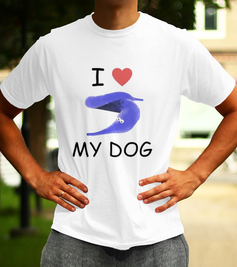 I Love My Dog Silly Worm T-Shirt