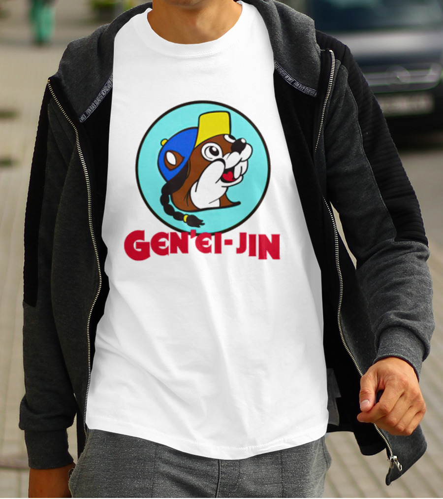 Buc-Ees Gen'ei-Jin Cap-Wearing Beaver Circle T-Shirt