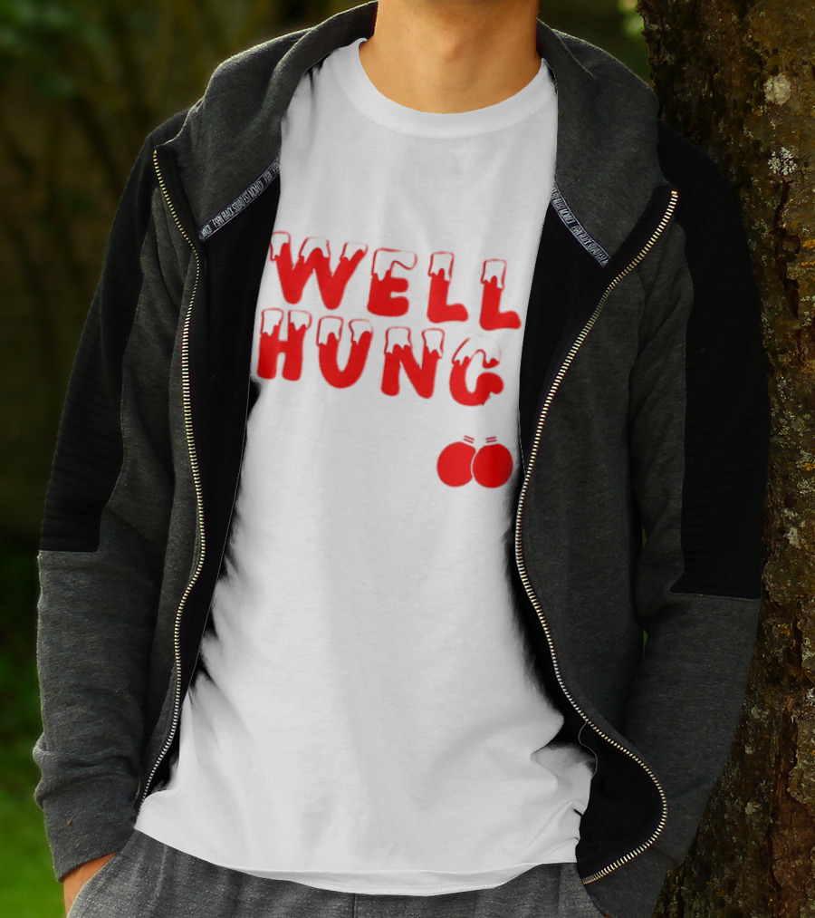 Well Hung Red Christmas Balls Snow-Capped Letters T-Shirt
