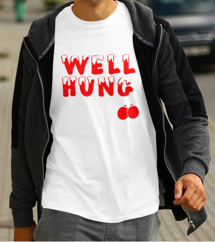 Well Hung Red Christmas Balls Snow-Capped Letters T-Shirt