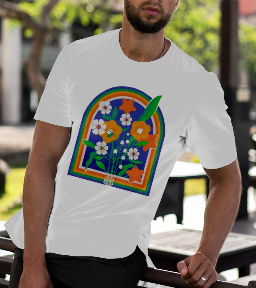 Critical Role Hope Blooms Floral Design Rainbow Border Blossoms T-Shirt