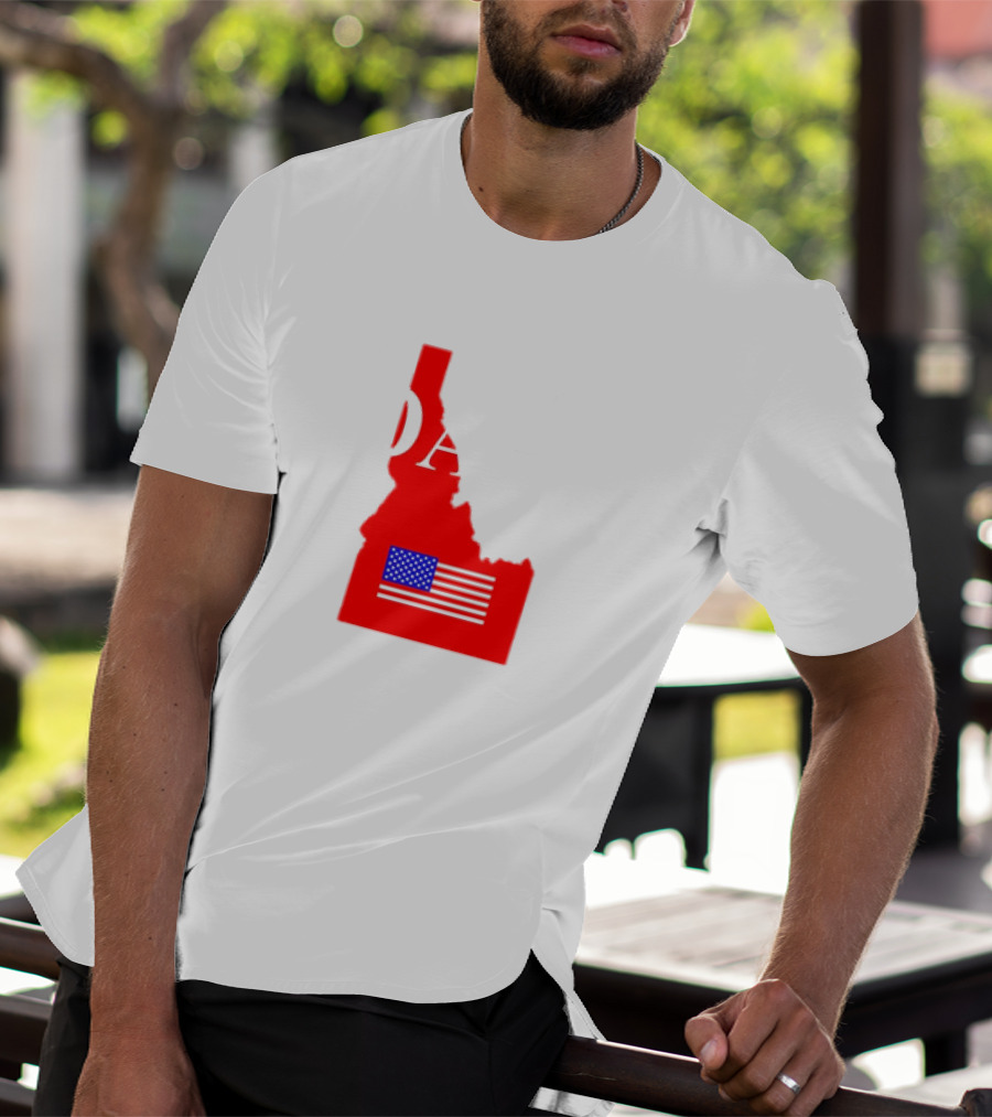Don’t California My Idaho Red State Outline With American Flag T-Shirt