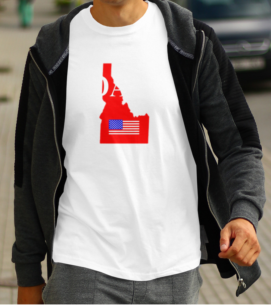 Don’t California My Idaho Red State Outline With American Flag T-Shirt