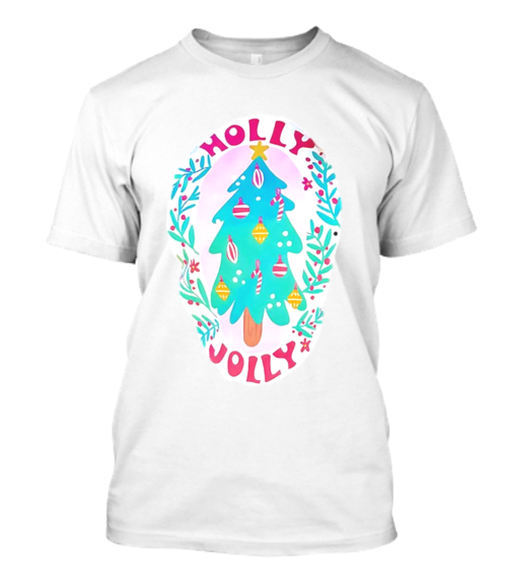 Holly Jolly Christmas Tree With Ornaments And Foliage T-Shirt