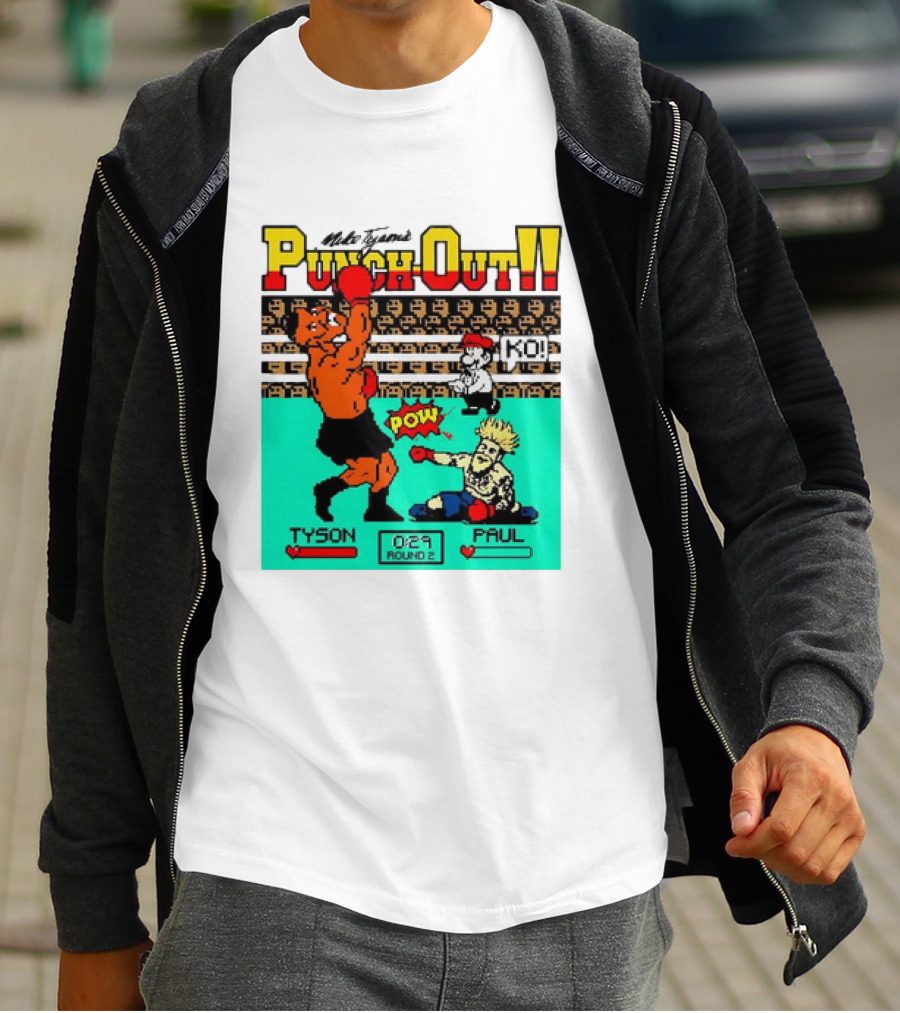 Mike Tyson’s Punch-Out KO Tyson POW Paul Round 2 Retro Game Boxing Match T-Shirt