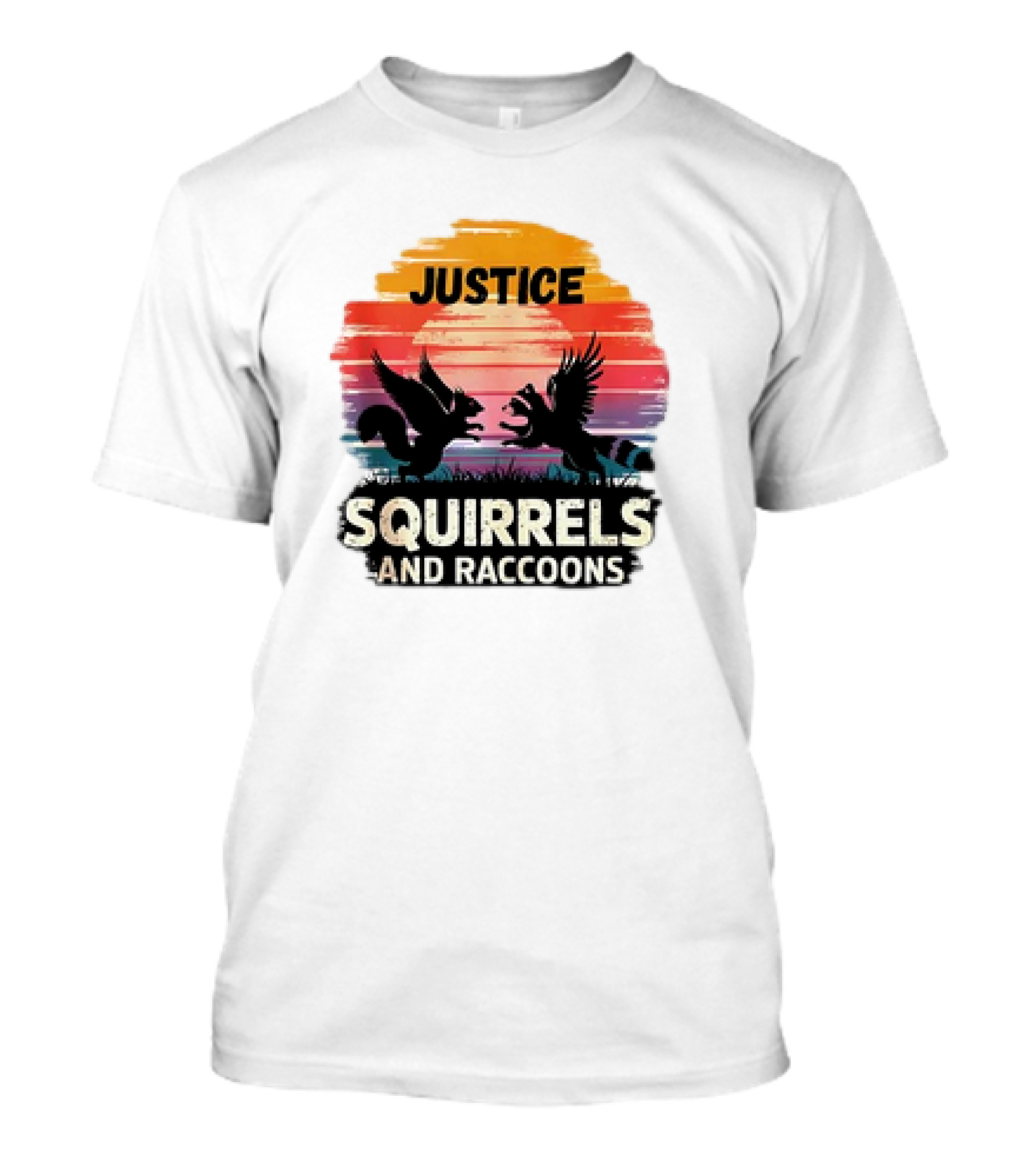 Justice For Peanut The Squirrel And Fred The Raccoon Retro Sunset T-Shirt
