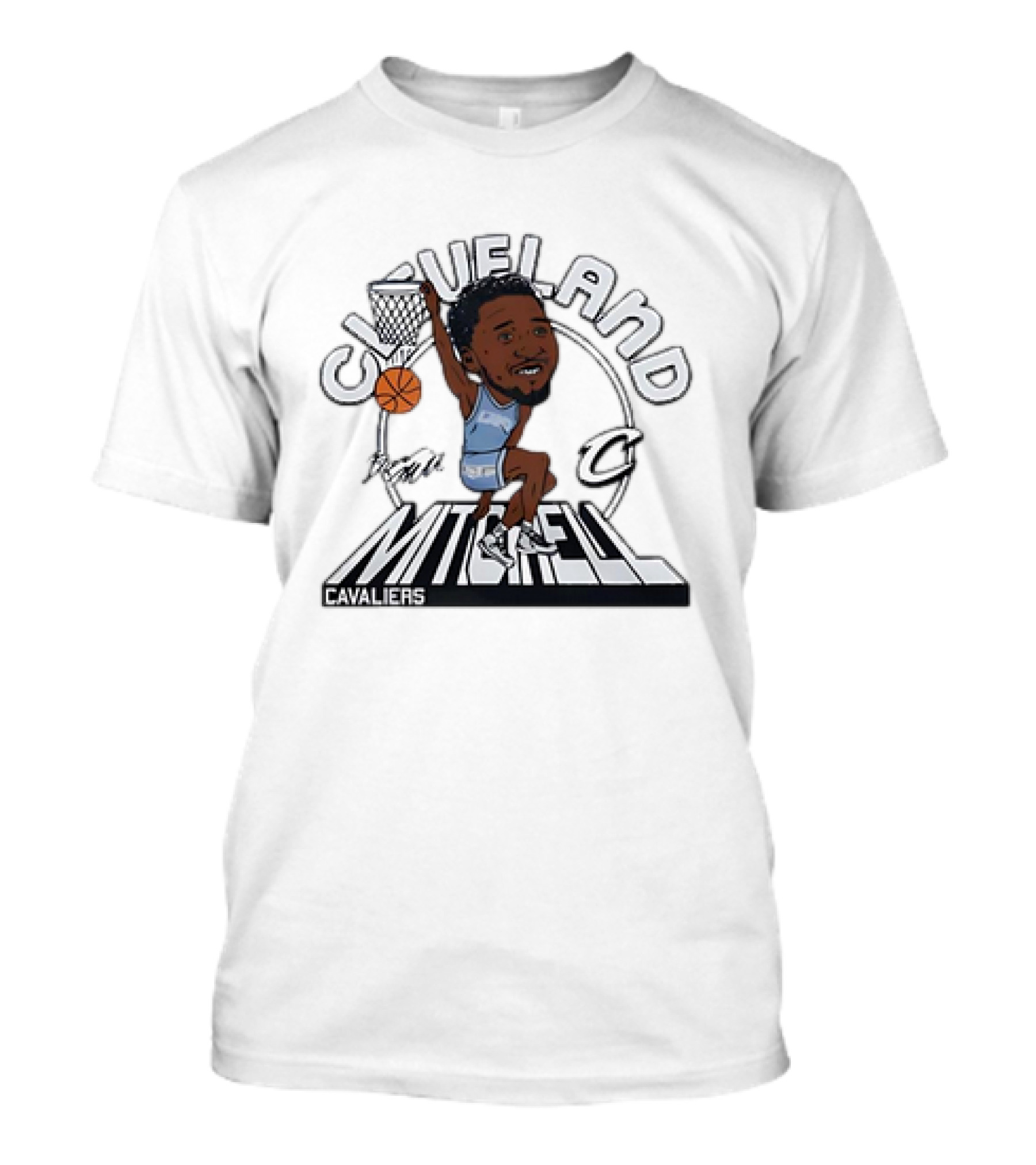 Cleveland Cavaliers Donovan Mitchell Caricature Signature Basketball Player T-Shirt