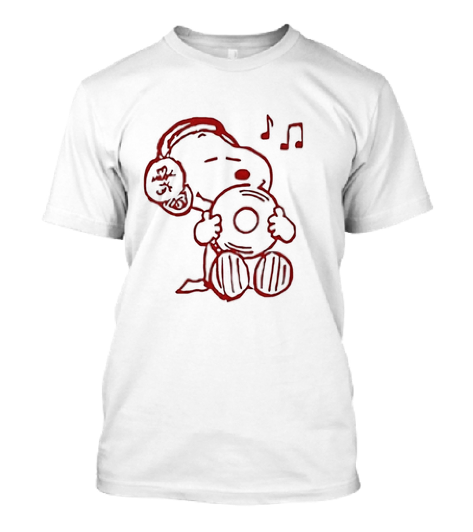 Snoopy Listening To Music With Headphones And Record T-Shirt