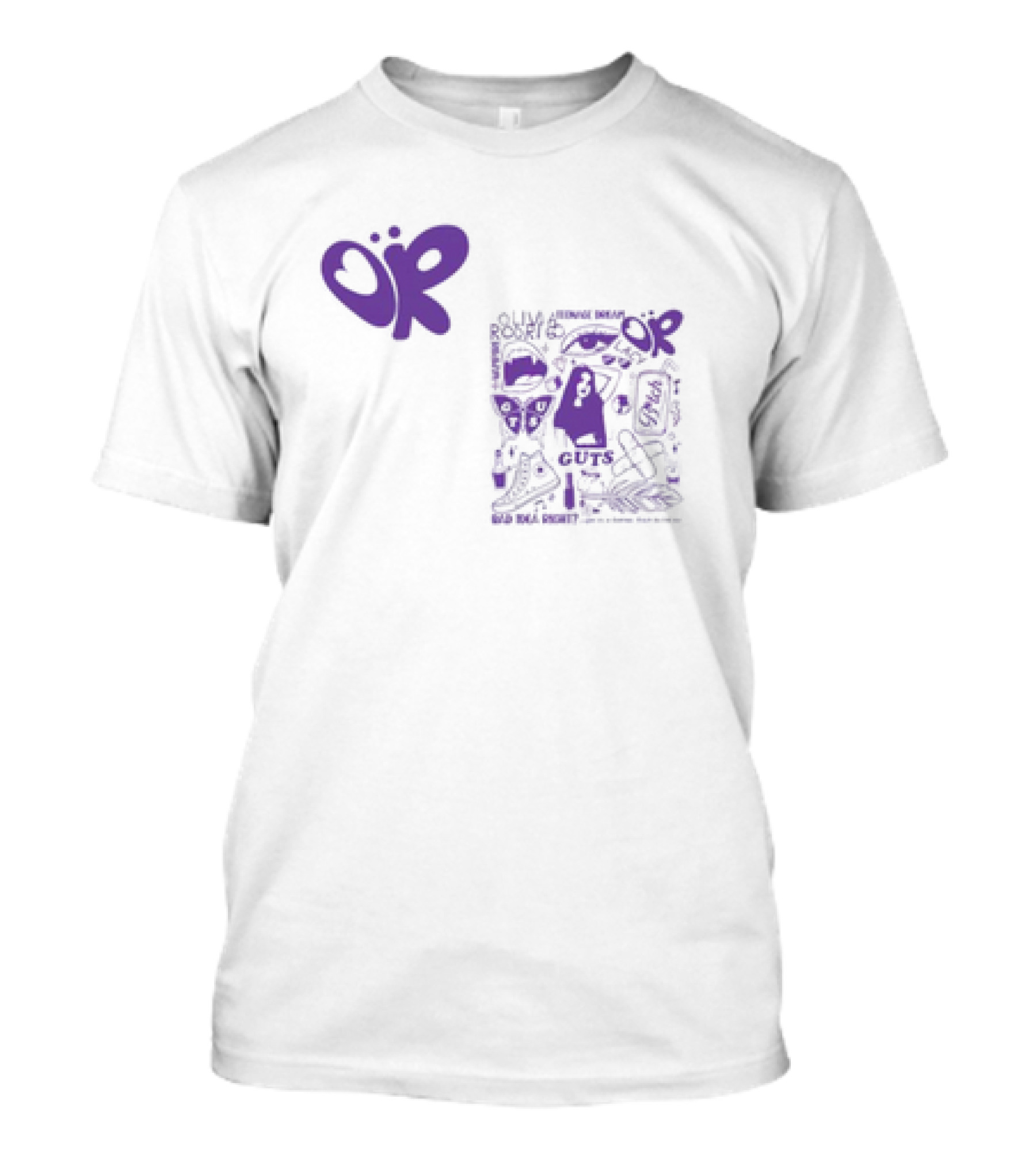 Olivia Rodrigo OR Guts Teenage Dream Sour Real Power Image Bomb Rib Cage Map Butterfly T-Shirt