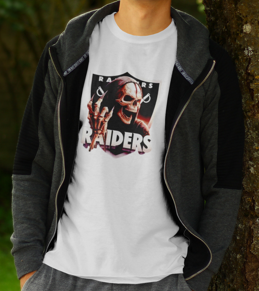 Skeleton Raiders Shield With Crossed Swords T-Shirt