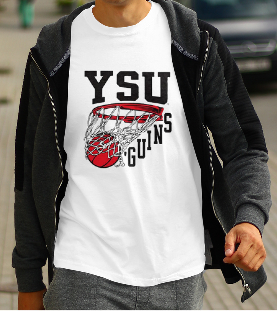 YSU Guins Basketball Hoop Retro T-Shirt