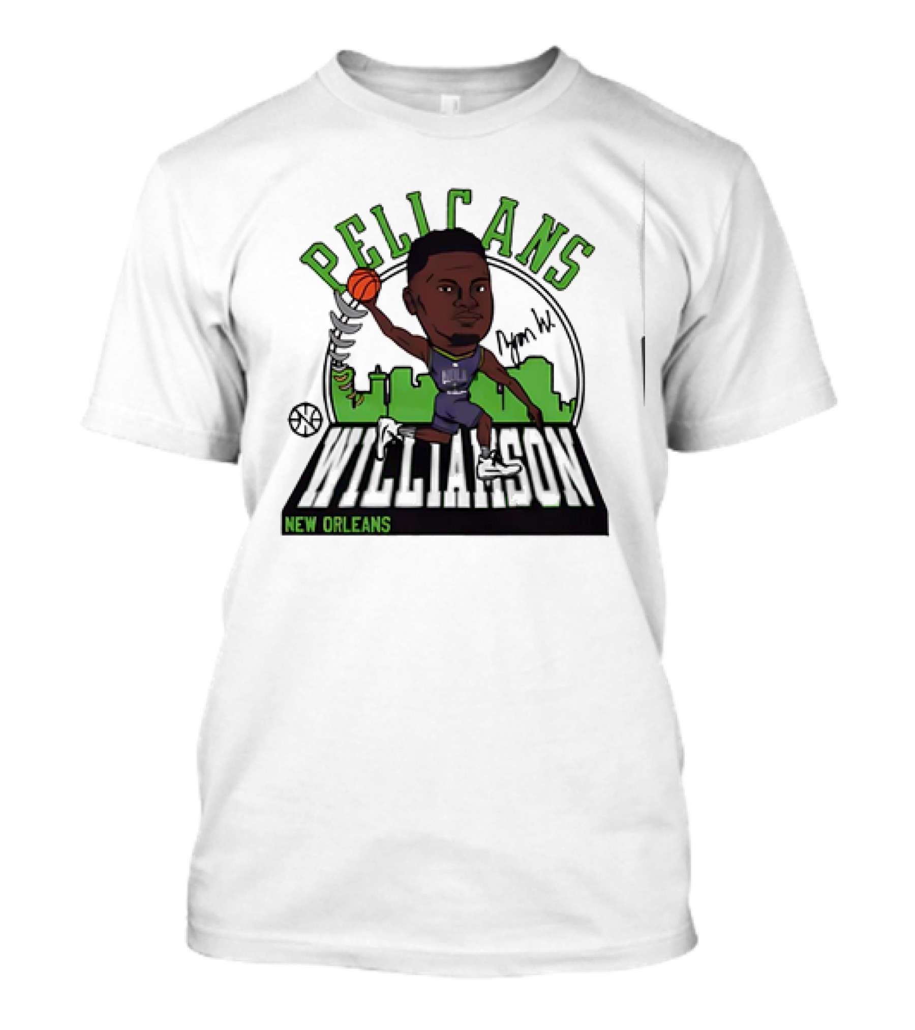 Pelicans New Orleans Zion Williamson Signature Caricature T-Shirt