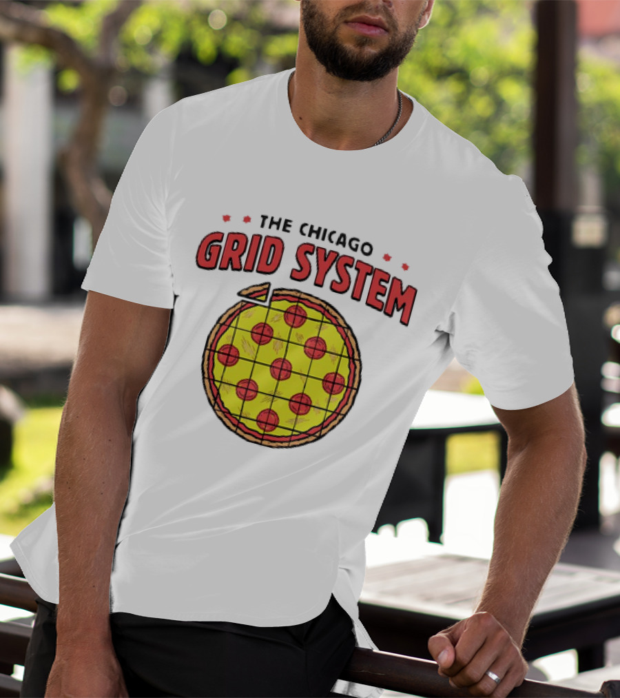 The Chicago Grid System Pizza Slice T-Shirt