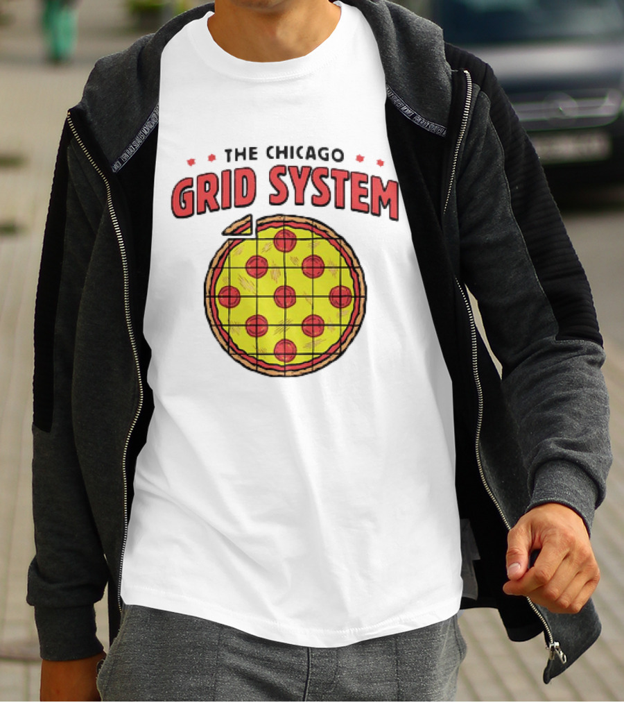 The Chicago Grid System Pizza Slice T-Shirt