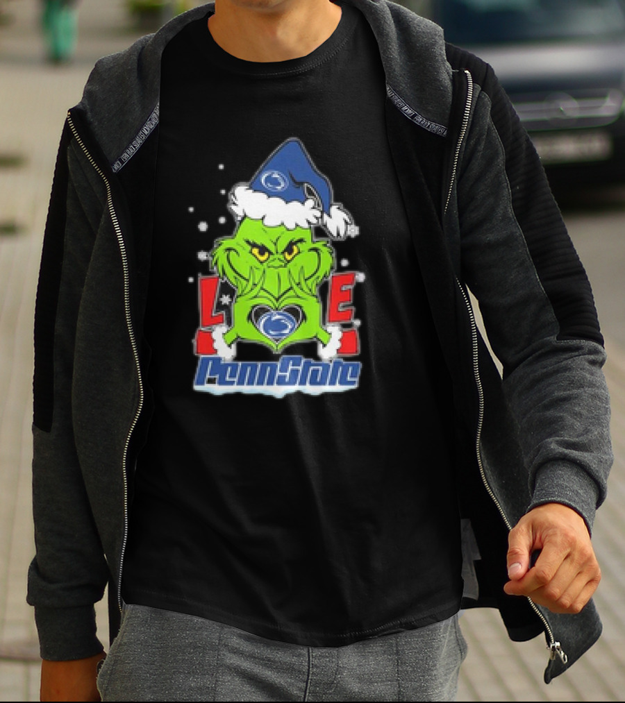Grinch Hand Love Penn State Christmas Nittany Lions T-Shirt