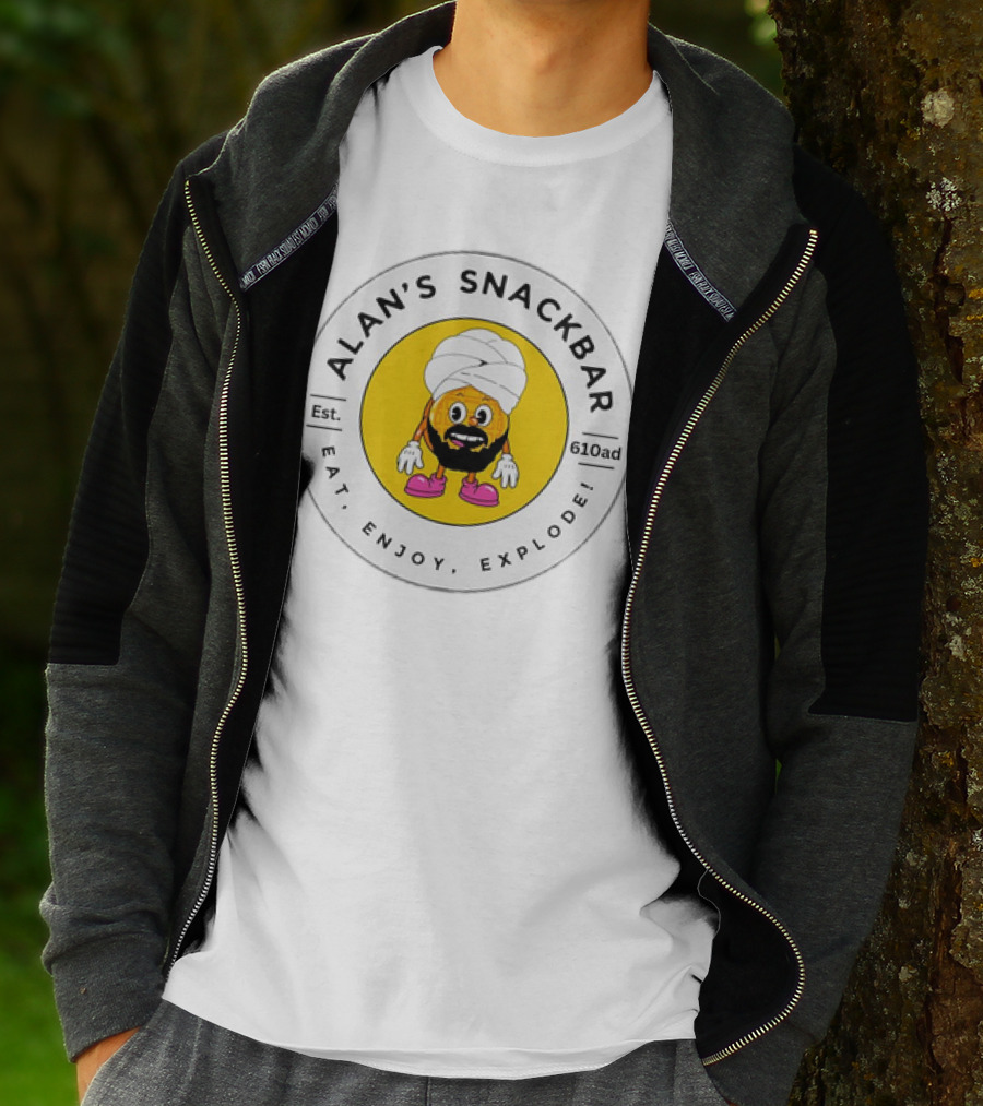 ALAN'S SNACKBAR EST. 610AD EAT, ENJOY, EXPLODE T-Shirt