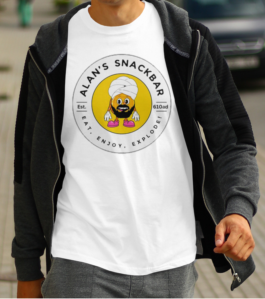 ALAN'S SNACKBAR EST. 610AD EAT, ENJOY, EXPLODE T-Shirt