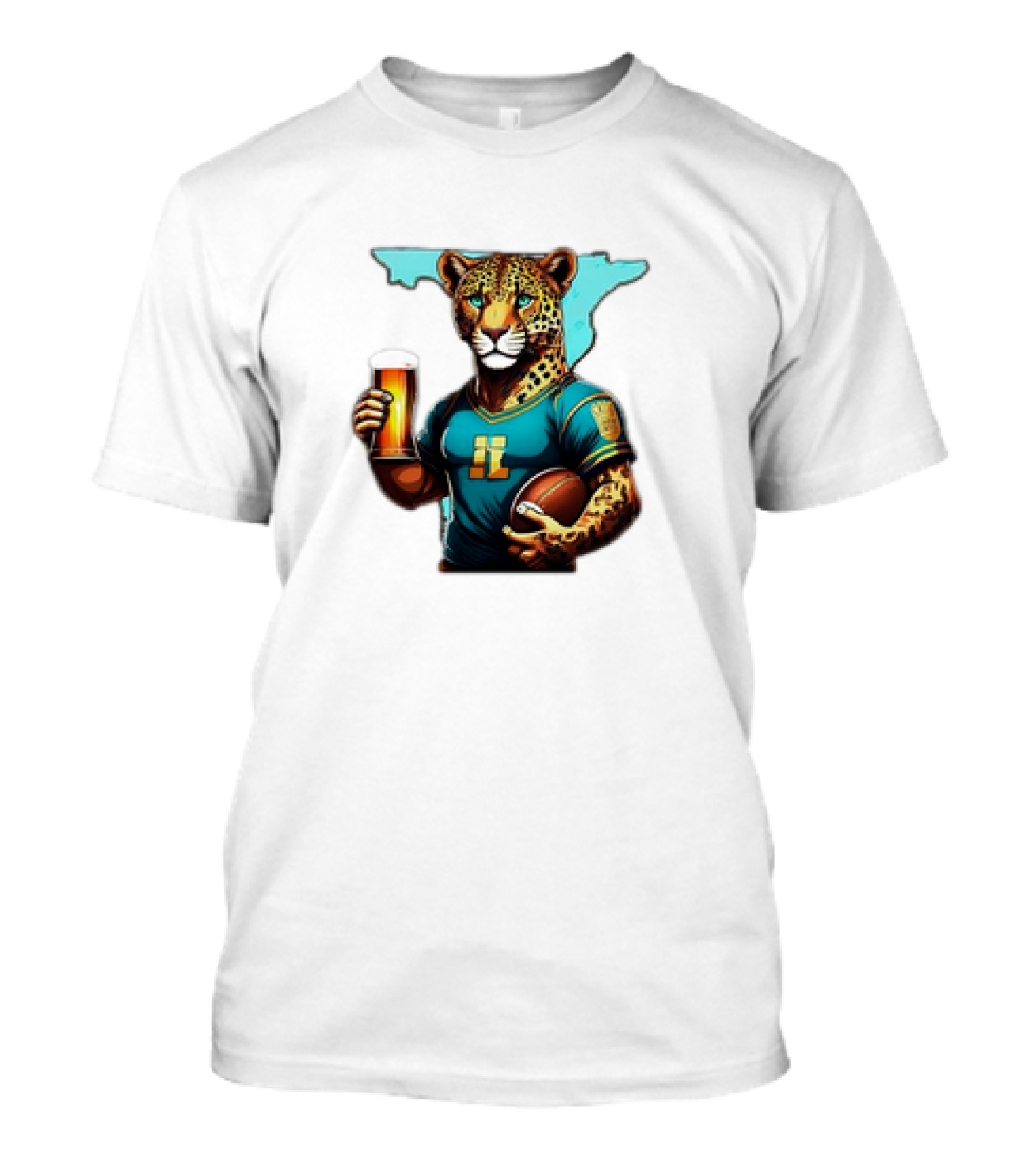 Jacksonville Jaguars Fan Jaguar With Beer And Football T-Shirt