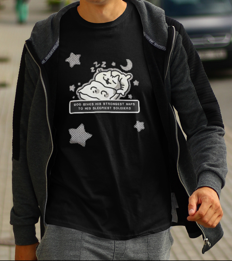 Strongest Naps Sleepiest Soldiers God Pillow Cuddles Moon Stars T-Shirt