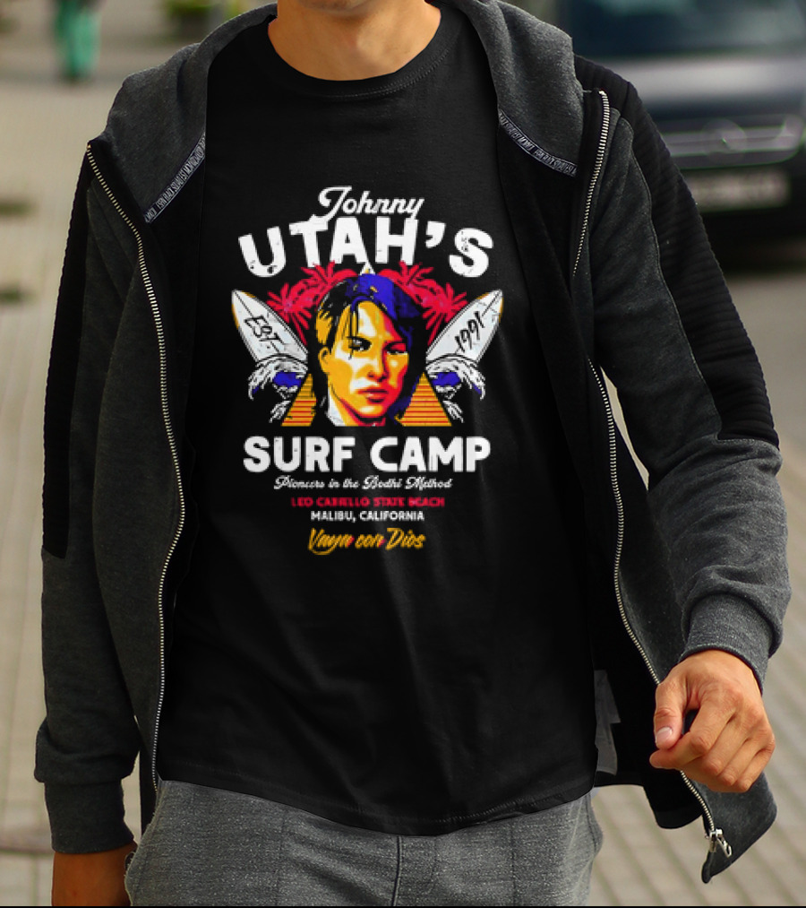 Johnny Utah's Surf Camp Bodhi Method Leo Carillo State Beach Malibu Vaya Con Dios 1991 T-Shirt