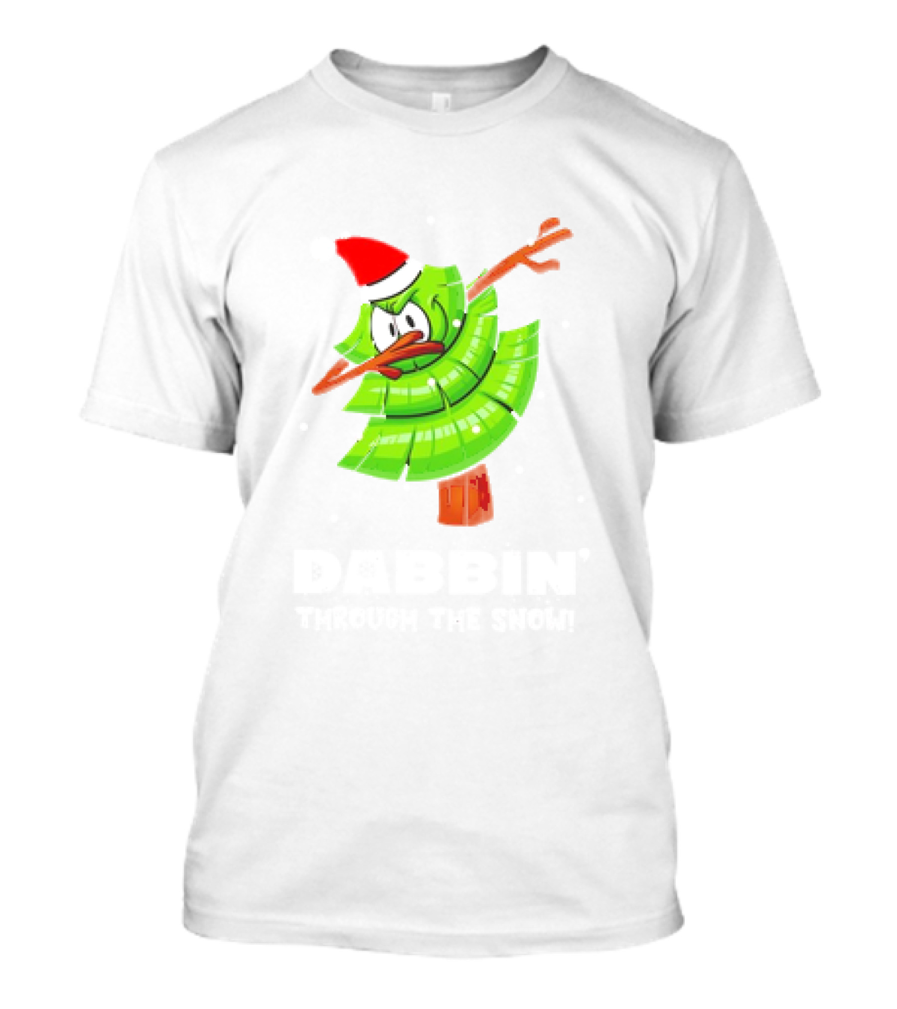 Dabbing Through The Snow Christmas Tree With Santa Hat Cartoon T-Shirt