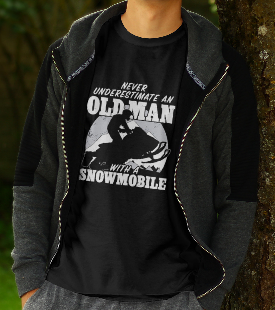Never Underestimate An Old Man With A Snowmobile Adventure T-Shirt