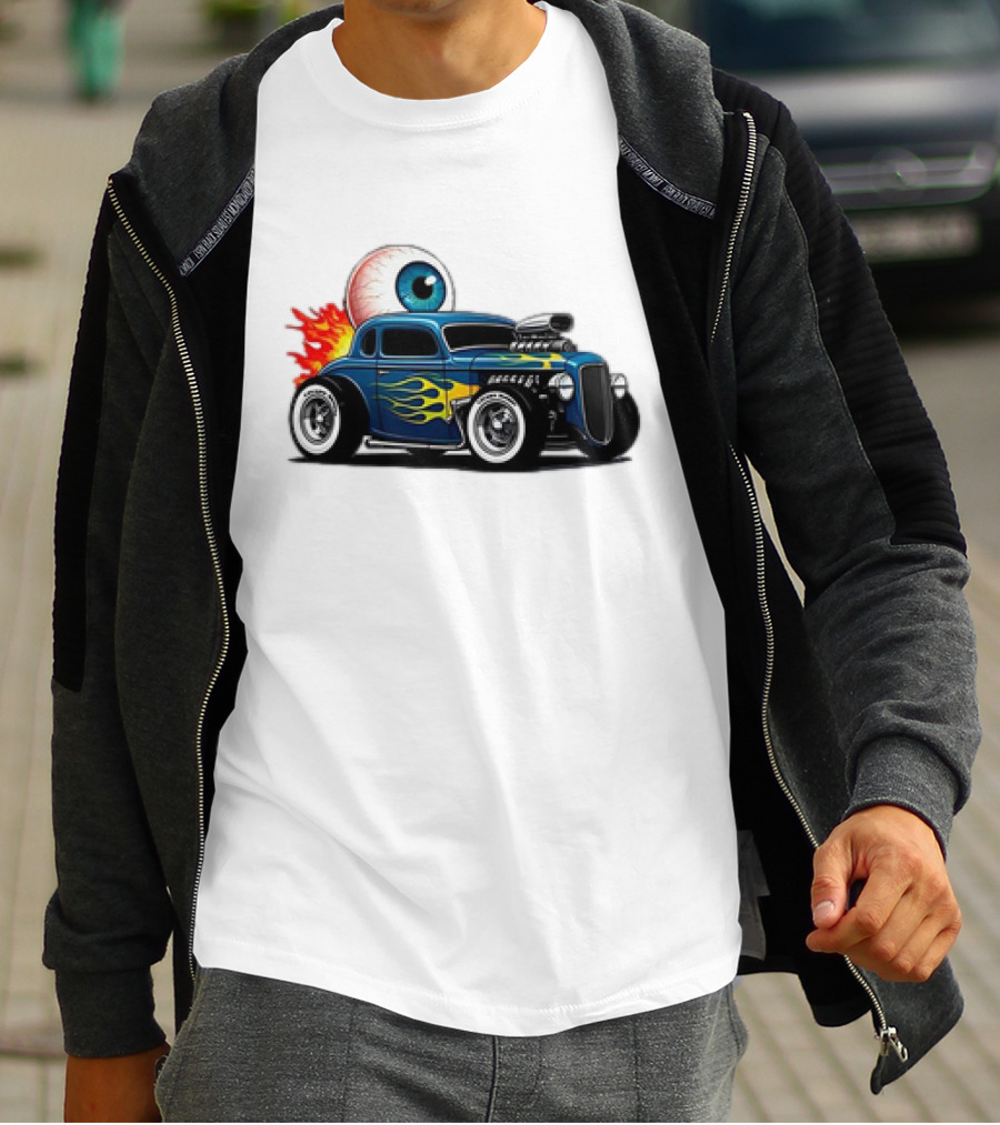 Le Hot Rod D’Eyeba11 Eye-Flame Car T-Shirt