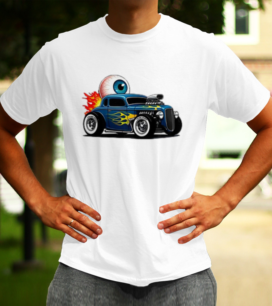 Le Hot Rod D’Eyeba11 Eye-Flame Car T-Shirt