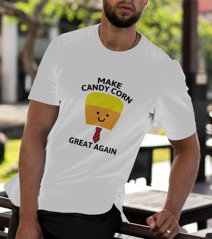 MAKE CANDY CORN GREAT AGAIN Candy Corn Face With Yellow Hair And Red Tie T-Shirt