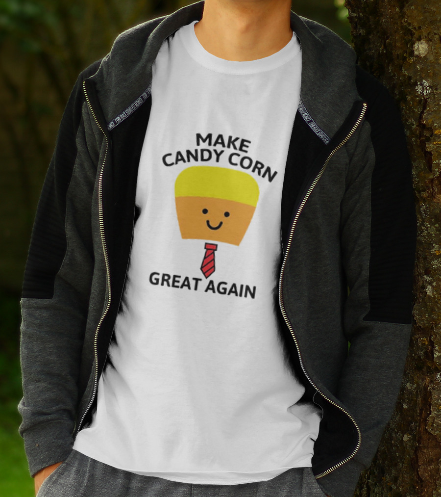 MAKE CANDY CORN GREAT AGAIN Candy Corn Face With Yellow Hair And Red Tie T-Shirt
