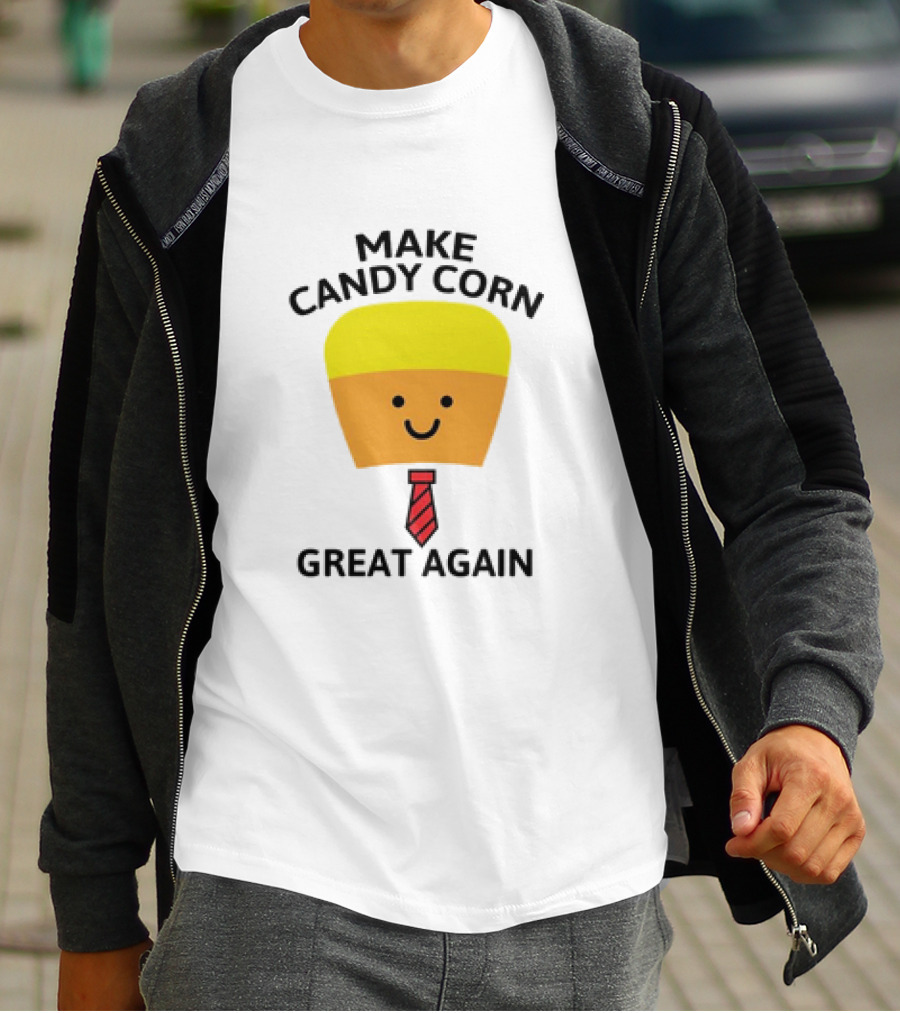 MAKE CANDY CORN GREAT AGAIN Candy Corn Face With Yellow Hair And Red Tie T-Shirt