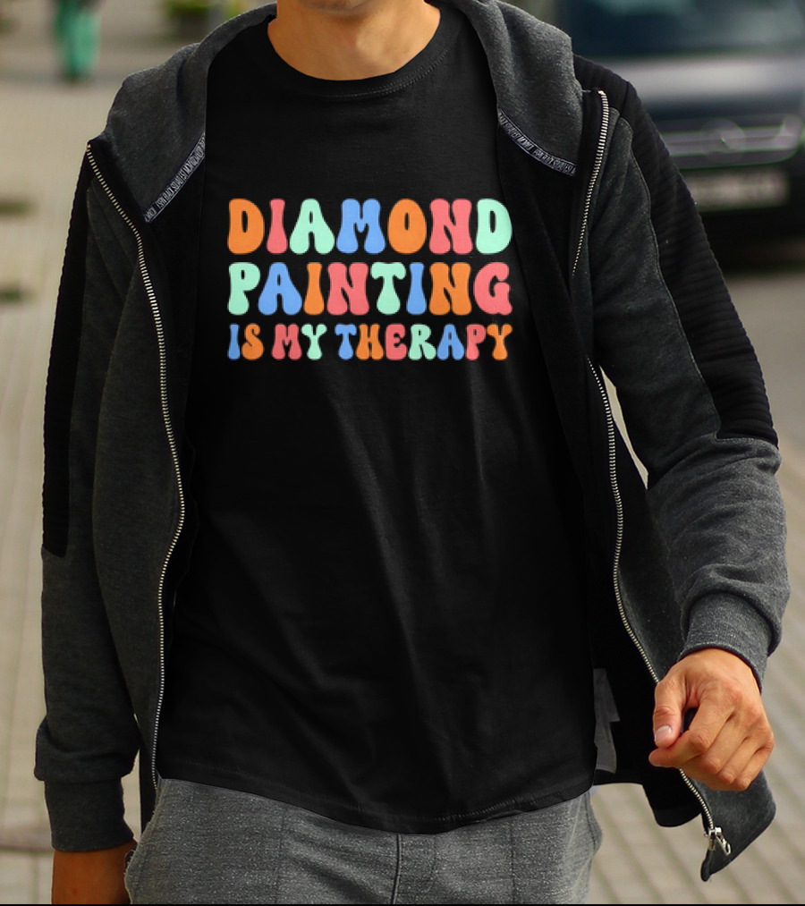 Diamond Painting Is My Therapy Colorful Retro T-Shirt