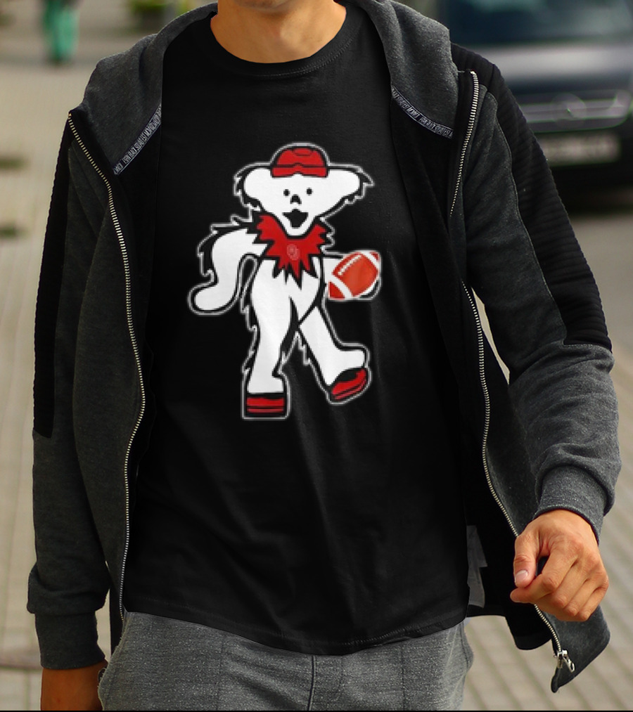 Grateful Dead X Oklahoma Sooners Dancing Bear Football T-Shirt