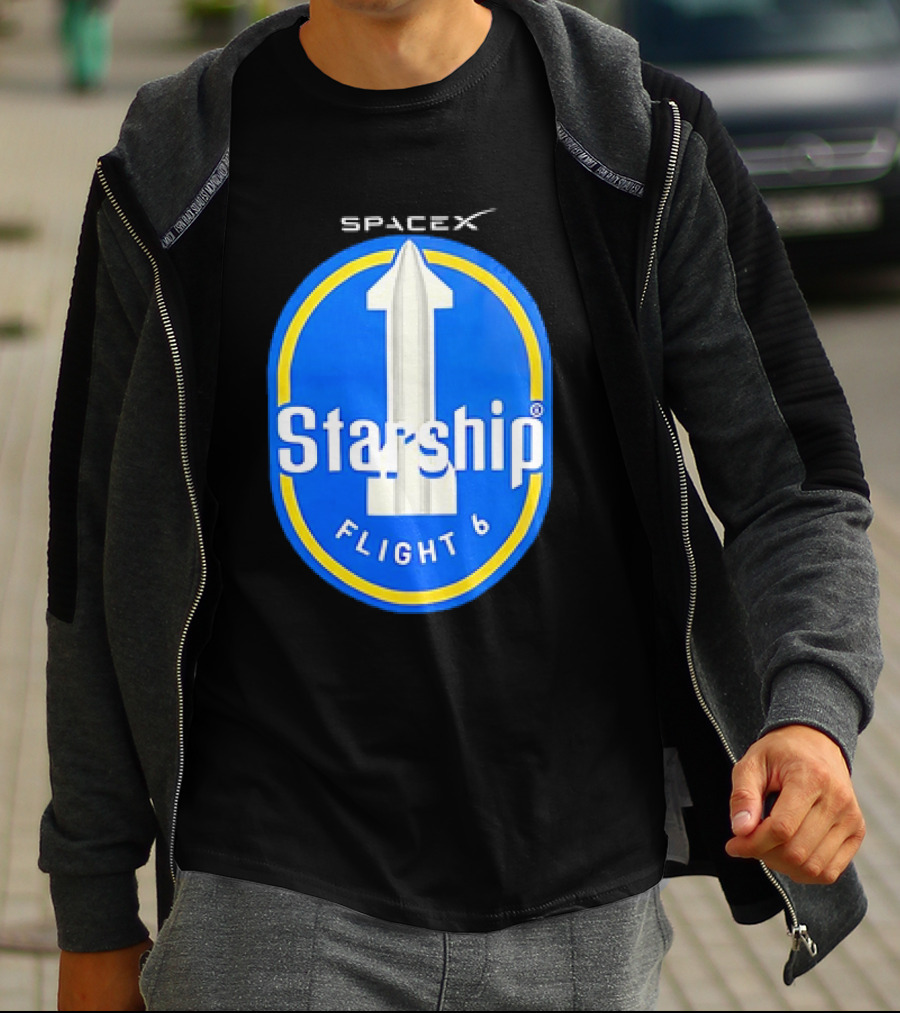 SpaceX Starship Flight 6 Emblem With Rocket T-Shirt