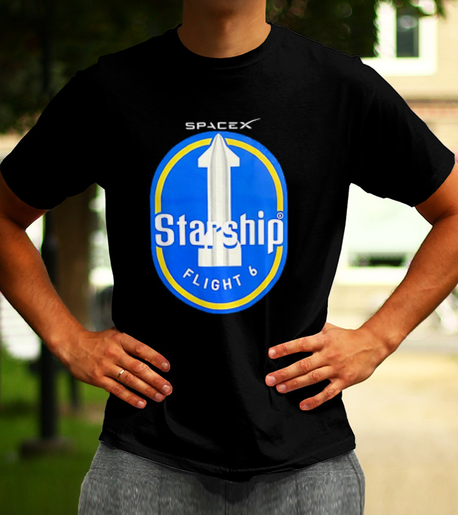 SpaceX Starship Flight 6 Emblem With Rocket T-Shirt