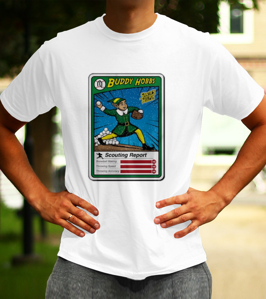 Buddy Hobbs Santa’s Helper Scouting Report Snowball Making Throwing Speed Accuracy T-Shirt