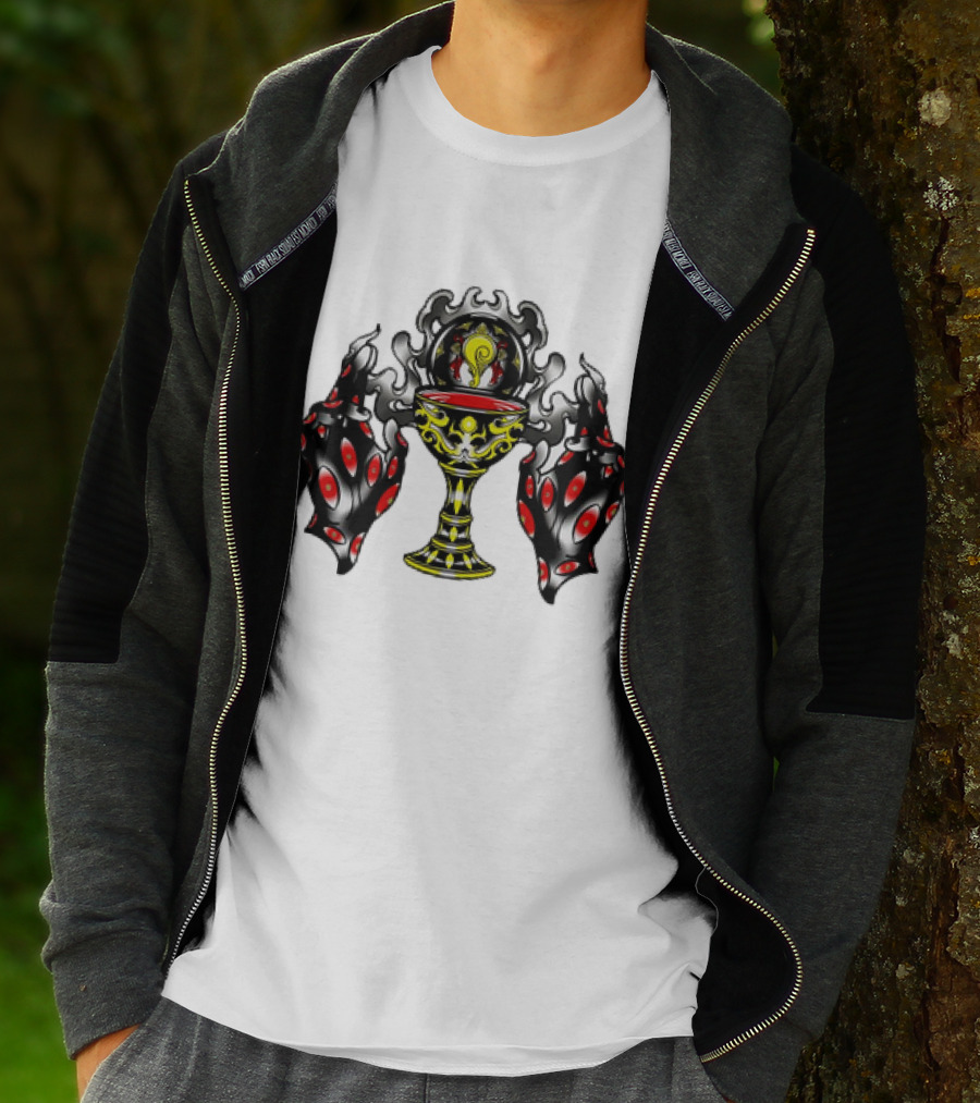 Chalice Hands Classic Red And Black Flame T-Shirt