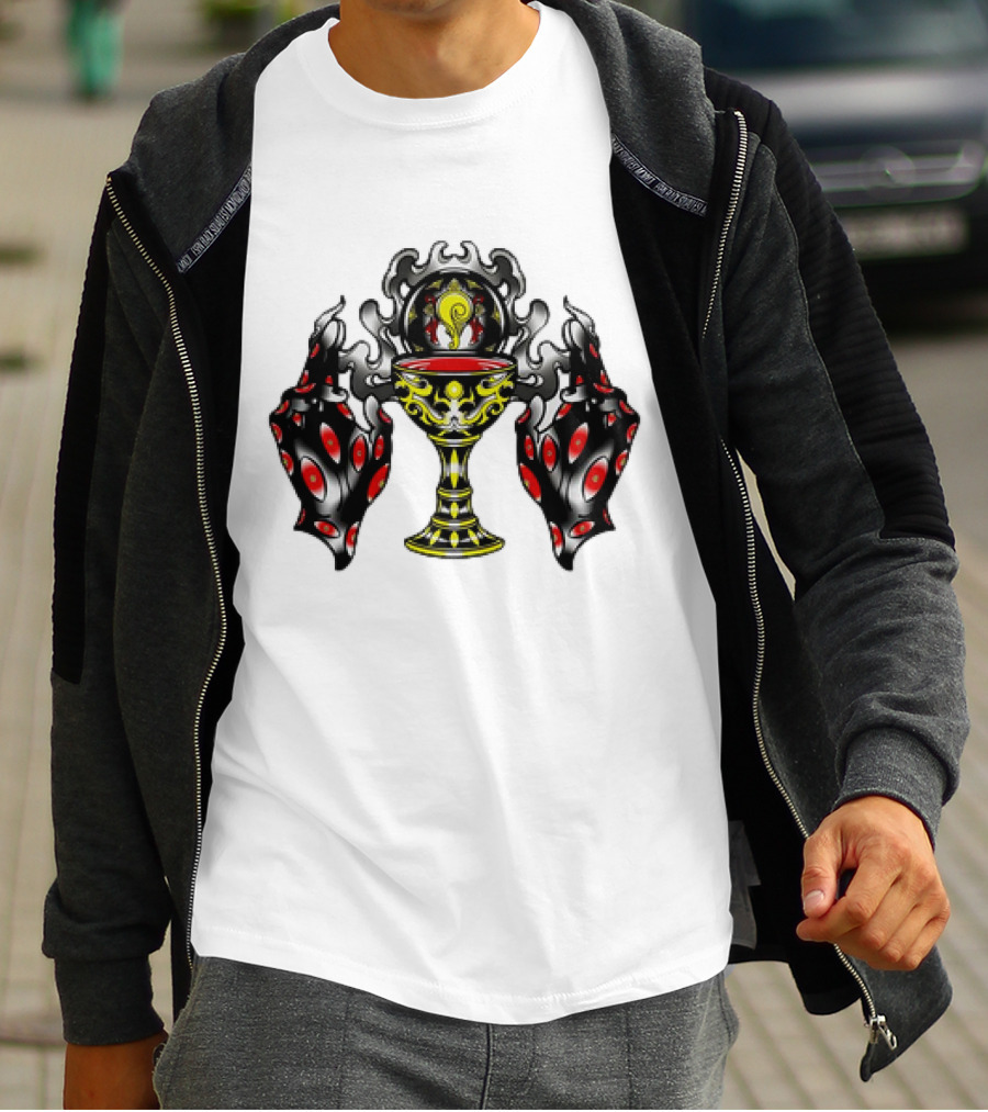 Chalice Hands Classic Red And Black Flame T-Shirt